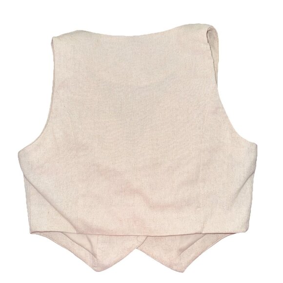 Windsor Linen Cotton Blend Vest Tan Beige Classic Womens Size XS - Picture 2 of 8